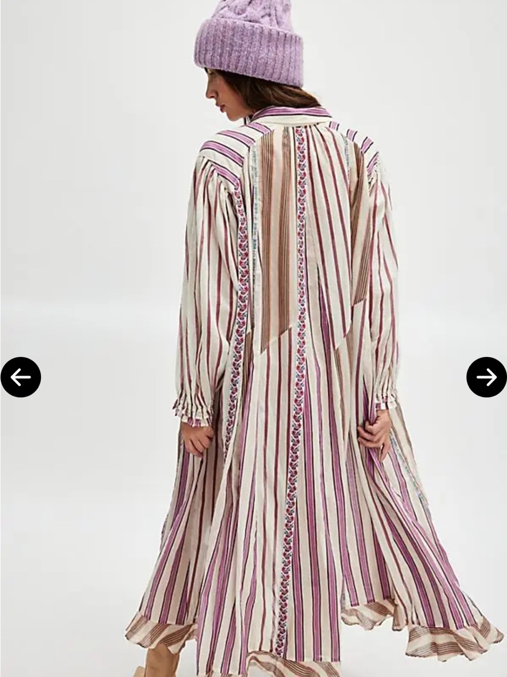 EUC Free People Sweet Dreams Cream & Purple Striped Maxi Dress. Size XS/S combo - Picture 4 of 8